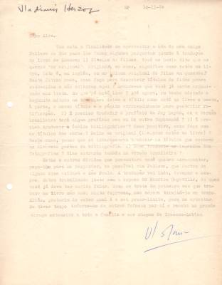 Carta de Vladimir Herzog para Alex Viany, 10 nov. 1964